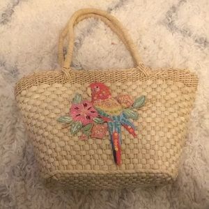 Vintage Wicker Flamingo Bag
